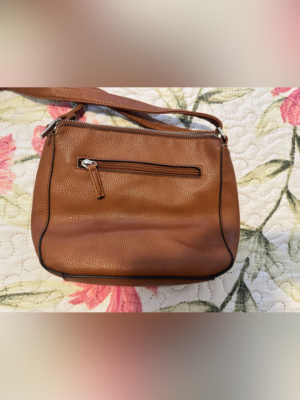 Roots 73 Brown Faux Pebbled Leather Crossbody Purse Bag - Picture 4 of 14